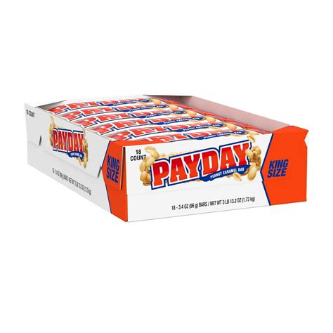 PAYDAY Peanut Caramel King Size Candy, Bulk Individually Wrapped, 3.4 ...