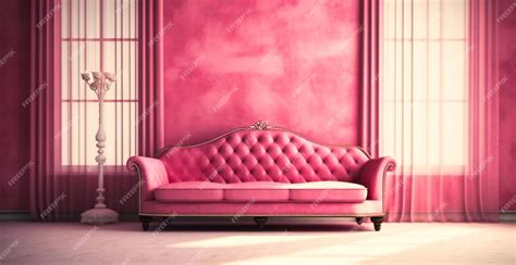 Premium AI Image | A pink sofa in a living room