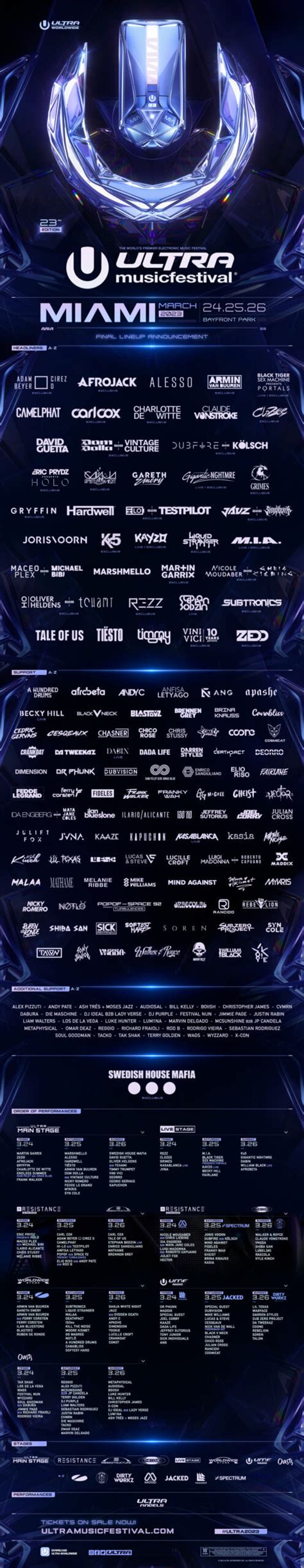 Lineup - Ultra Music Festival March 22, 23, 24 - 2024