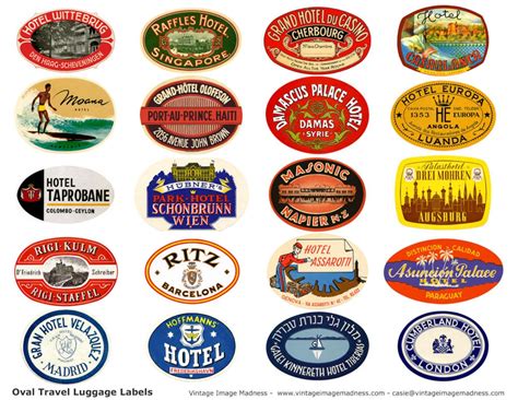 TRAVEL LUGGAGE STICKERS Vintage Travel Images Instant Download Digital ...