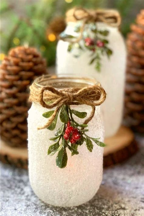 DIY Christmas Craft: Snowy Mason Jar Tea Light Holders - click.decorsite.org in 2020 | Christmas ...