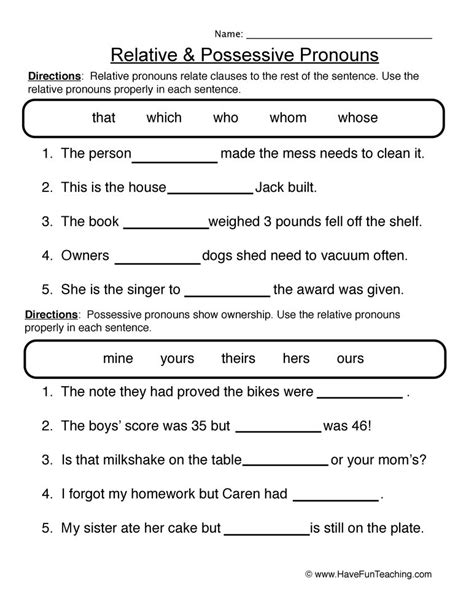 Possessive Pronoun Worksheets Possessive Pronouns Worksheet