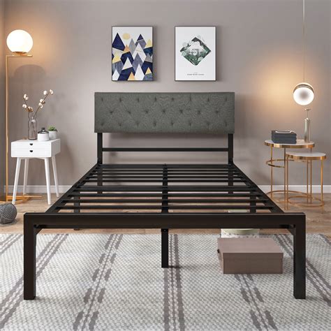 YITAHOME Metal Bed Frame with Upholstered Headboard Nepal | Ubuy