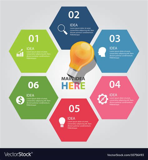 Six 6 elements of idea info graphic chart Vector Image