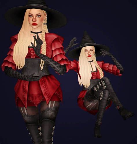 Sims 4 simblreen lookbook look 1 witch outfit hat | Sims 4, Sims, Witch outfit