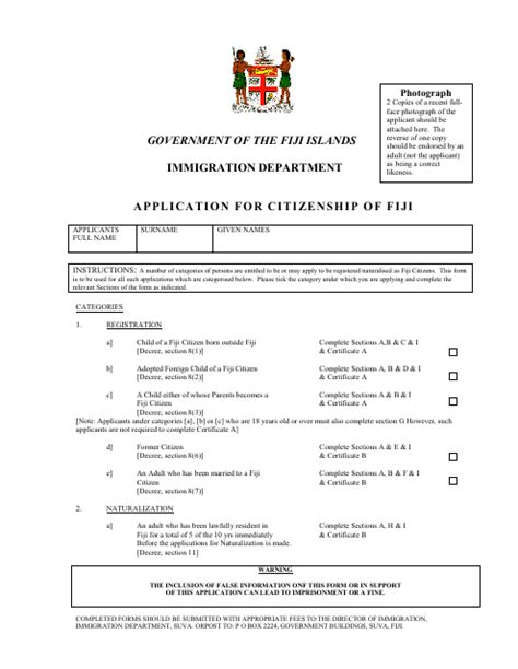 Fiji Application for Citizenship of Fiji - Fill Out, Sign Online and ...