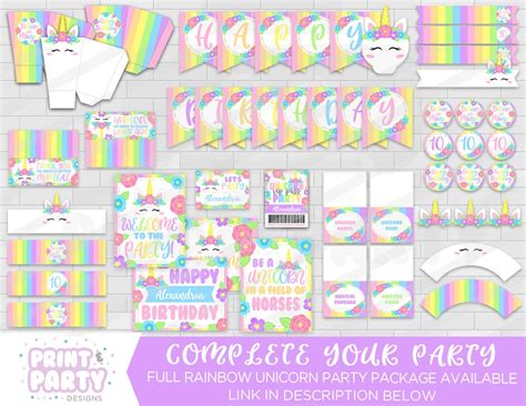 Printable Unicorn Party Favor Bags Rainbow Unicorn Party | Etsy