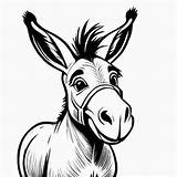 Premium Photo  Black And White line drawing Coloring Book Donkey Image sketch template