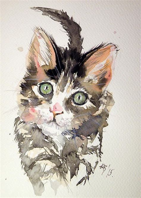 Kovacs Anna Brigitta: | Cat painting, Watercolor art, Watercolor cat