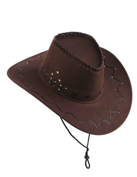 Chapeau cowboy marron effet suédé adulte, décoration anniversaire et ...