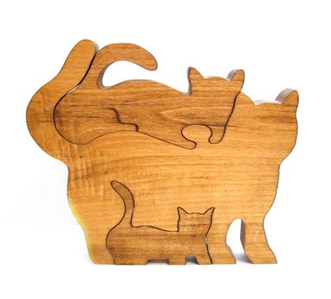 Vintage Wood Puzzle Handmade Cat / Kitten Toy di VintagePennyLane Wood Projects, Woodworking ...