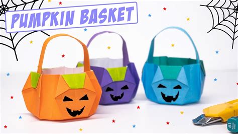 Easy Origami PUMPKIN BASKET || Halloween Paper Crafts - YouTube