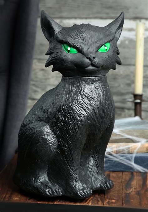 13-Inch Animated Creepy Cat Decoration | Black Cat Decorations