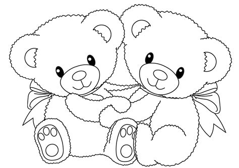 Two Cute Teddy Bear Coloring Pages - Print Color Craft