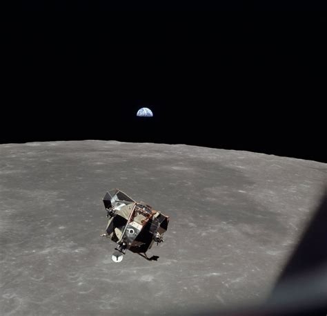 The Apollo 11 Lunar Module Ascending From Moon'S Surface. In The Background Is Mare Smythii With ...