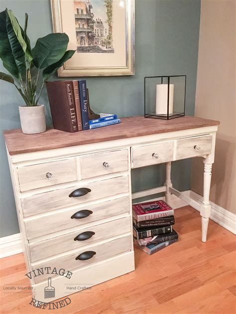 Vintage Refined - White & Wood Desk Makeover | White wood desk, Desk ...