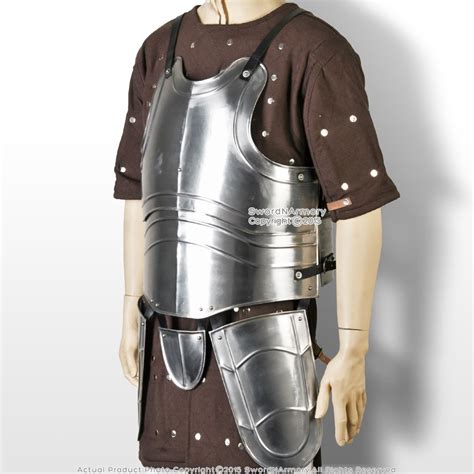 Large Medieval 20G Steel Breast Plate Body Armor w/ Tassets Fluted Cuirass LARP