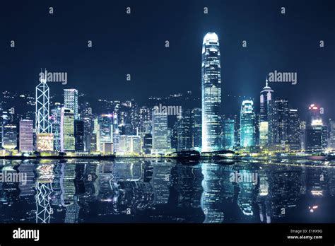 Hong Kong skyline at night Stock Photo - Alamy