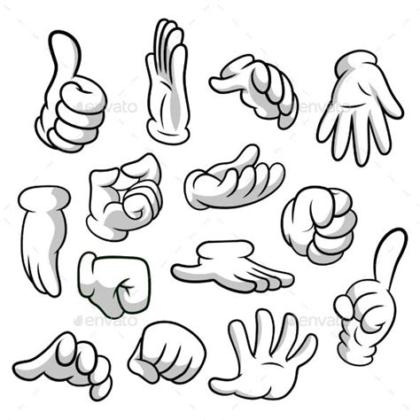 Cartoon Hands with Gloves Icon Set Isolated | Cartoon drawings, Graffiti drawing, Animated drawings