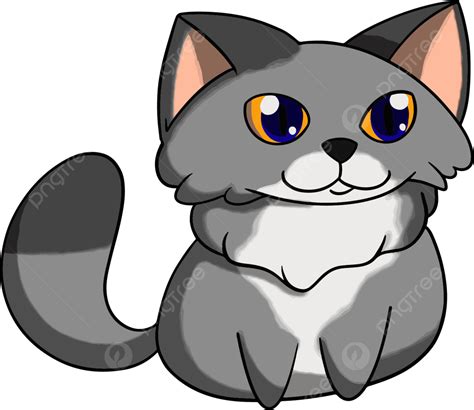 Cat Cartoon Grey, Cat, Cartoon, Illustration PNG and Vector with ...