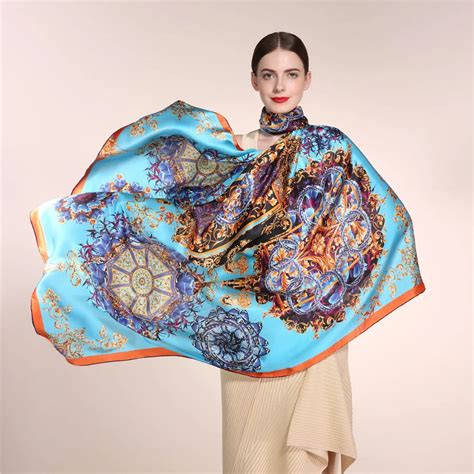 Aliexpress.com : Buy 100% Silk Spring Floral Scarf Women, Infinity Square Shawl 135*135cm ...