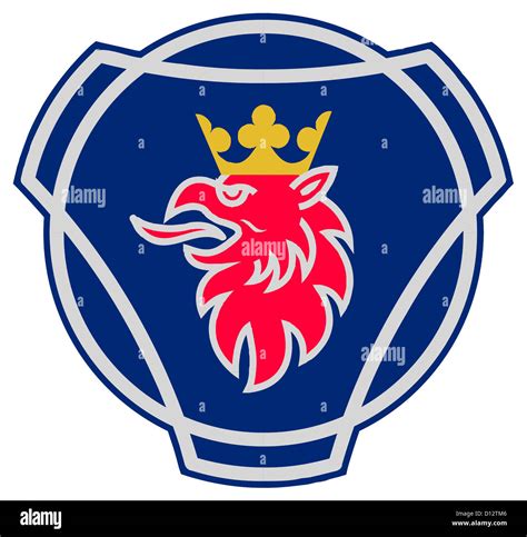 Logo of the Swedish vehicle manufacturer Scania with seat in Soedertaelje Stock Photo - Alamy