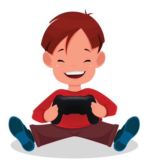 Kids Playing Video Games On Console Cartoon Vector Clipart ...