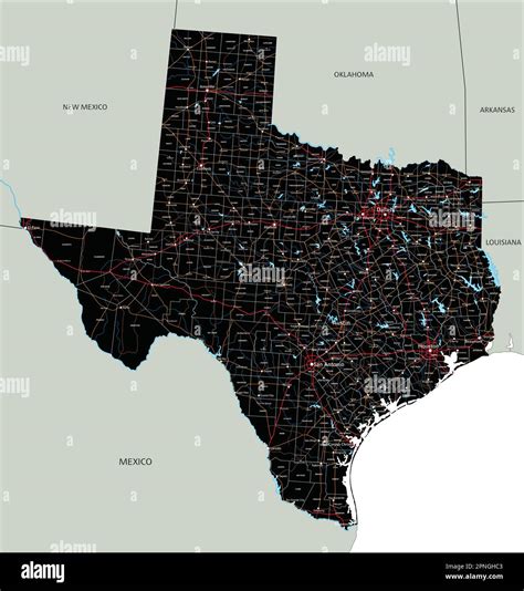 High detailed Texas road map with labeling Stock Vector Image & Art - Alamy