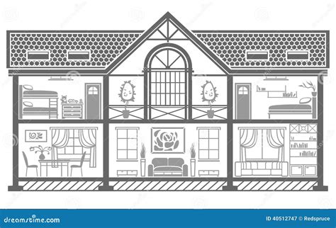 Outline Silhouette House Clipart Black And White - Rectangle Circle