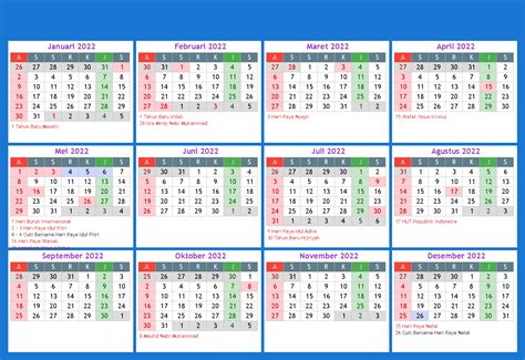 Download Template Kalender Tahun 2022 Masehi Hijriyah Jawa CDR PDF JPG ...