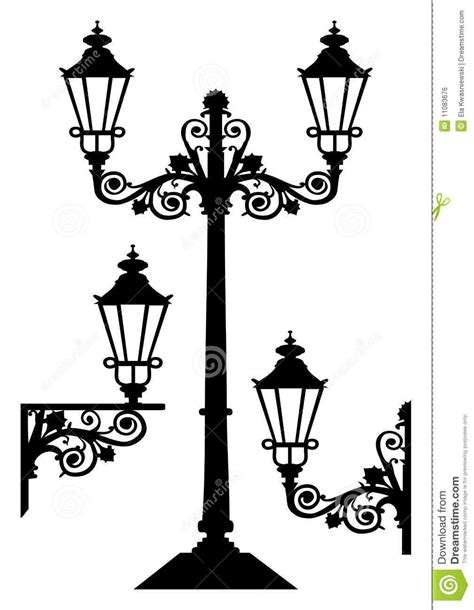 Antique vector street lights | Street light, Victorian street, Silhouette art