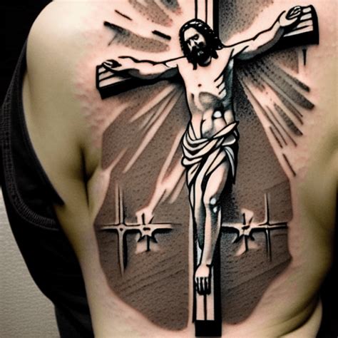 Silhouette of Jesus on the Cross As an American Traditional Tattoo · Creative Fabrica