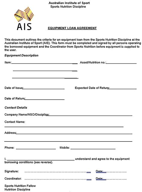 Equipment Loan Agreement Template Sample | Business template, Loan, Agreement