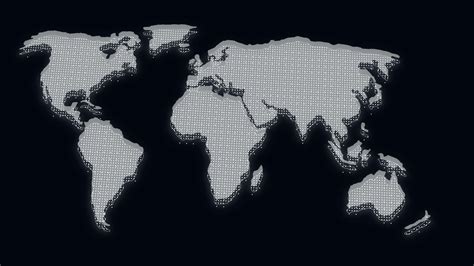 World map animated perspective and zoom in moving on dark blue background. Modern technology ...