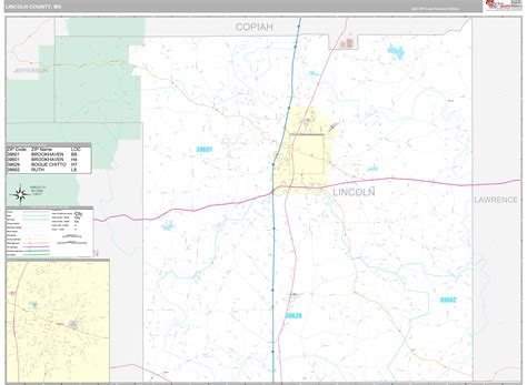 Lincoln County, MS Wall Map Premium Style by MarketMAPS - MapSales