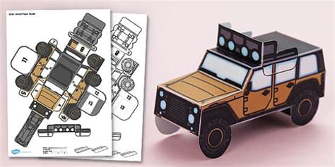 3D Safari Vehicle Paper Model Activity - Twinkl