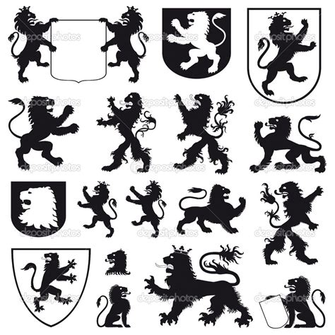 Image detail for -Silhouettes of heraldic lions | Stock Vector © ArtyUP #5876683 | Coat of Arms ...