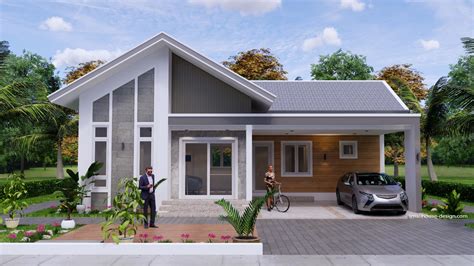 Small House Plan 12x8.5 Meter 3 Beds - SamPhoas Plan