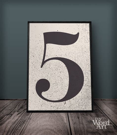 Number 5 Print, Number Five Wall Art, Number Wall Decor, Printable Numbers, Large Number Print ...