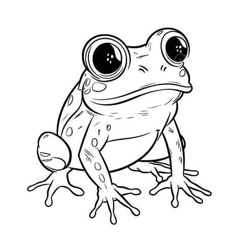 Coloring Pages A Cute Frog For Kids Outline Sketch Drawing Vector, Frog Drawing, Wing Drawing ...