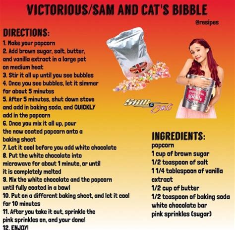 Bibble recipe, Sam and cat, Disney inspired food