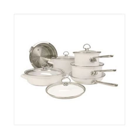 Amazon.com: Chantal 10 Piece Enamel-on-Steel Cookware Set, White Glossy ...