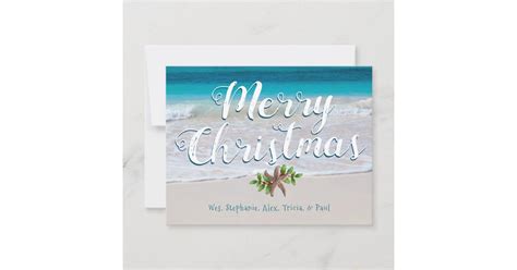 Beach Scene Custom Merry Christmas Flat Cards | Zazzle.com