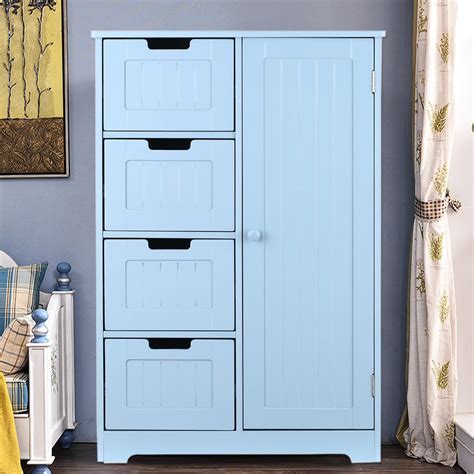 iKayaa Modern Floor Cabinet with Door & Drawers Bedroom Storage ...