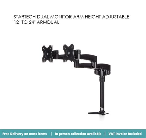 StarTech Dual Monitor Arm Height Adjustable 12″to 24″ ARMDUAL | Silicon Alley