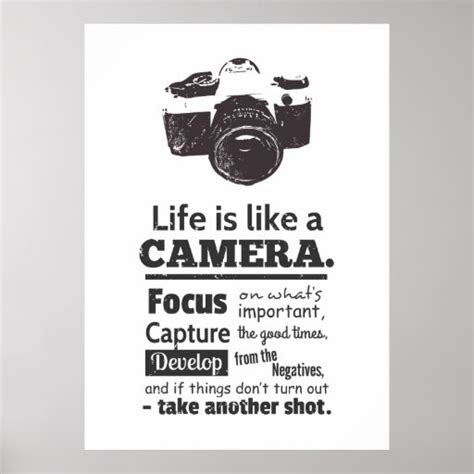 Life is like a camera quote, Black Grunge Poster | Zazzle