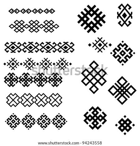 A Set Of Of Black And White Geometric Designs 2. Vector Illustration. - 94243558 : Shutterstock