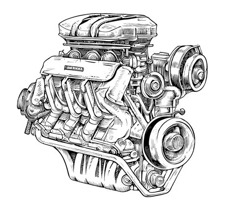 Un dibujo de un motor de automóvil del fabricante de motores honda ...