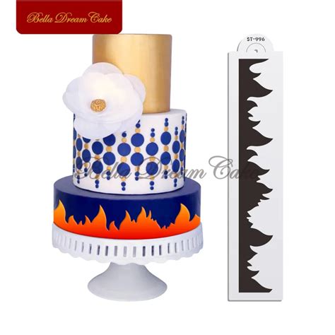 Flame Cake Stencil Fire Lace Cake Side Stencil Fondant Cake Border ...