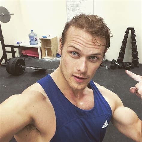 This Sweaty Workout Selfie | Sam heughan, Sam heughan outlander, Sam hueghan